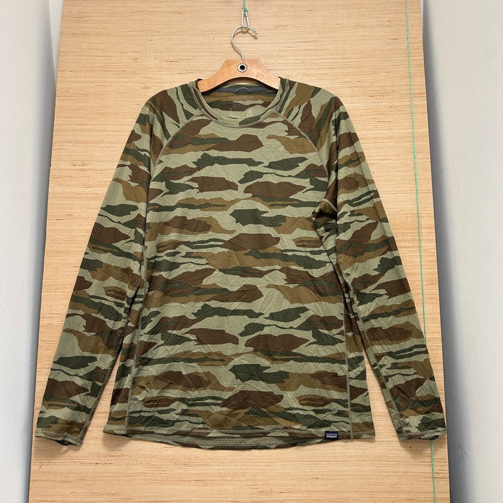 Patagonia Capilene Midweight Baselayer Mens Large Camo Long Sleeve Crew Neck
